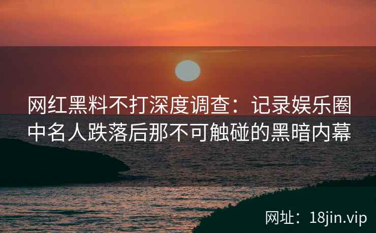 网红黑料不打深度调查：记录娱乐圈中名人跌落后那不可触碰的黑暗内幕